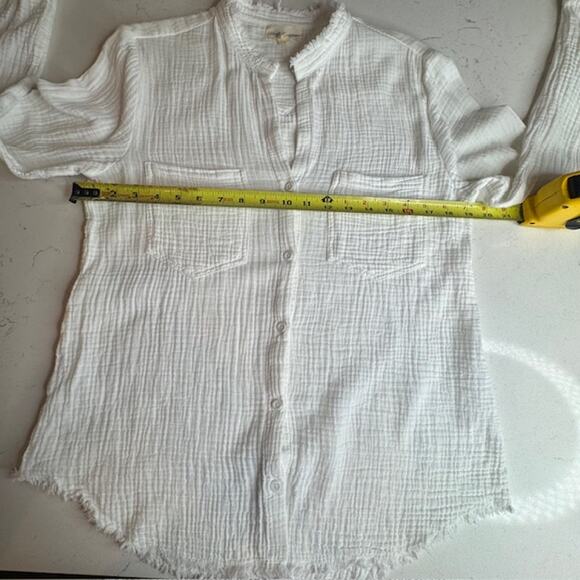 Cloth & Stone Womens Essential White Frayed Gauze Shirt Sz Small - Picture 10 of 14